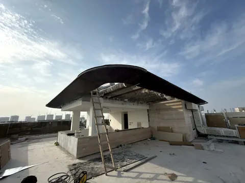 Architectural steel cladding and canopy