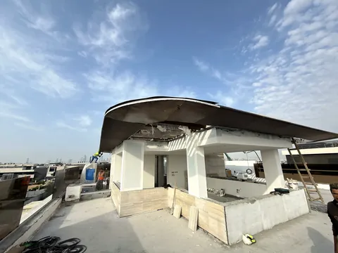 Architectural steel cladding and canopy