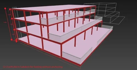 Mezzanine steel structure under fabrication